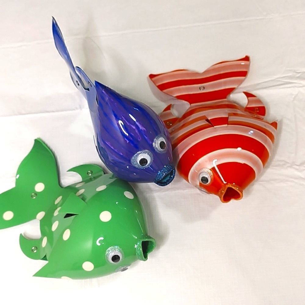 Recycled Fish Friends, Fred, Brad and Jasper